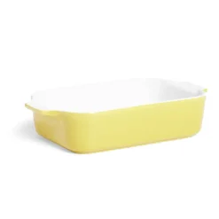 Plat à four en grès blanc et jaune 24x13,6xH5,5cm