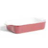 Plat à four en grès blanc et rouge 35,7x20xH6,7cm < Gifi Discount