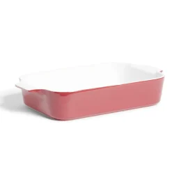 Plat à four en grès blanc et rouge 35,7x20xH6,7cm < Gifi Discount