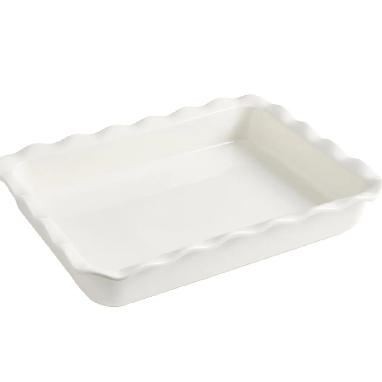 Plat à four rectangulaire bord festonné L40X30 cm céramique (2 modèles rouge ou blanc)