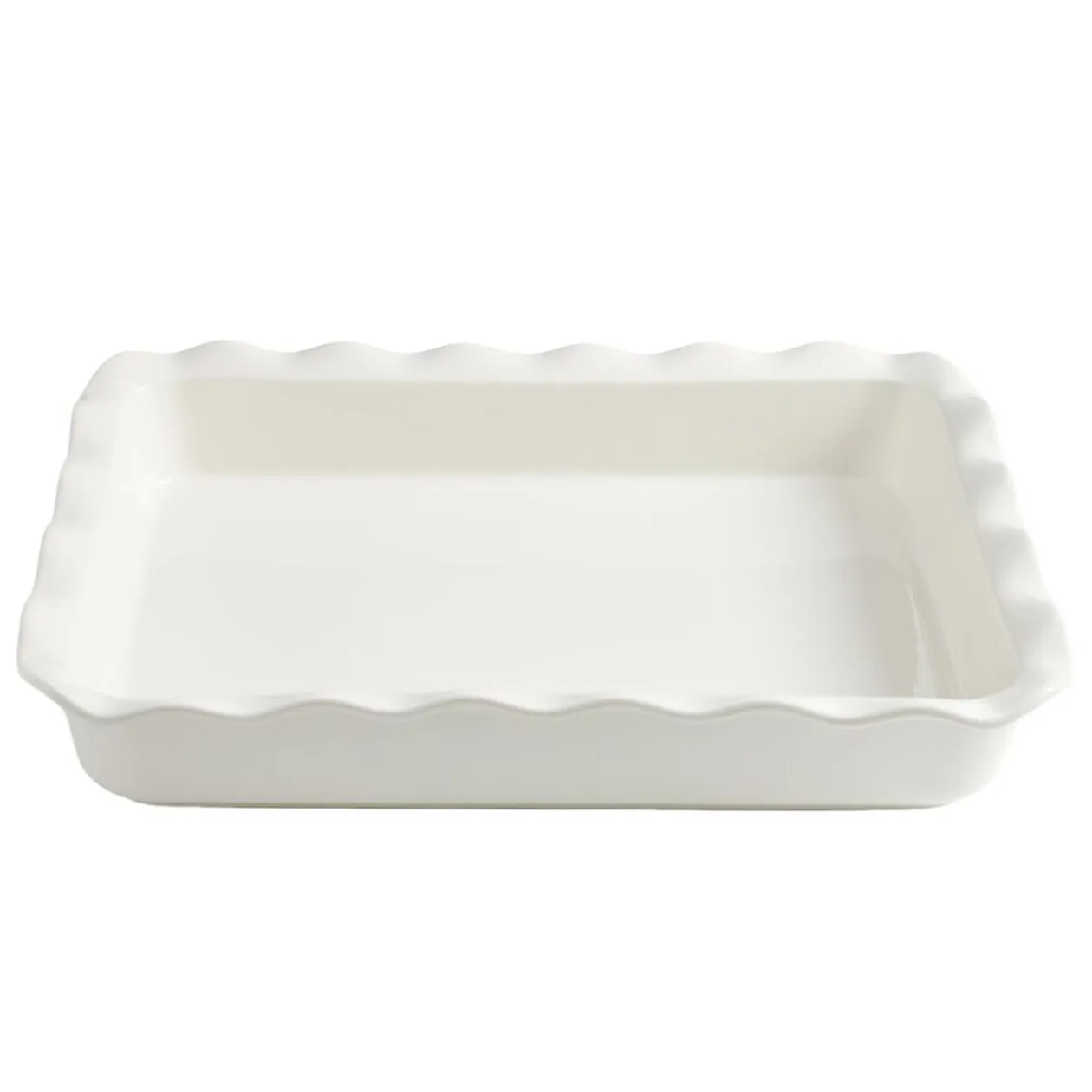 Plat à four rectangulaire bord festonné L40X30 cm céramique (2 modèles rouge ou blanc)