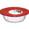 Plat à four rond en verre couvercle plastique
