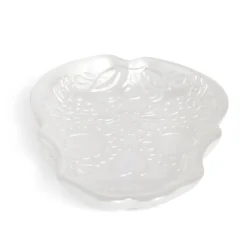 Plat Halloween tête de mort mexicaine en verre blanc 15x11xH2cm
