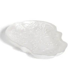 Plat Halloween tête de mort mexicaine en verre blanc 15x11xH2cm