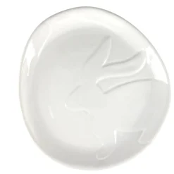 Plat lapin en relief dolomite blanc 23x18xH2,5cm < Gifi Sale