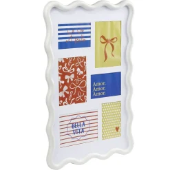 Pêle-mêle bord vague 6 vues plastique 40x60cm (2 modèles blanc ou vert)
