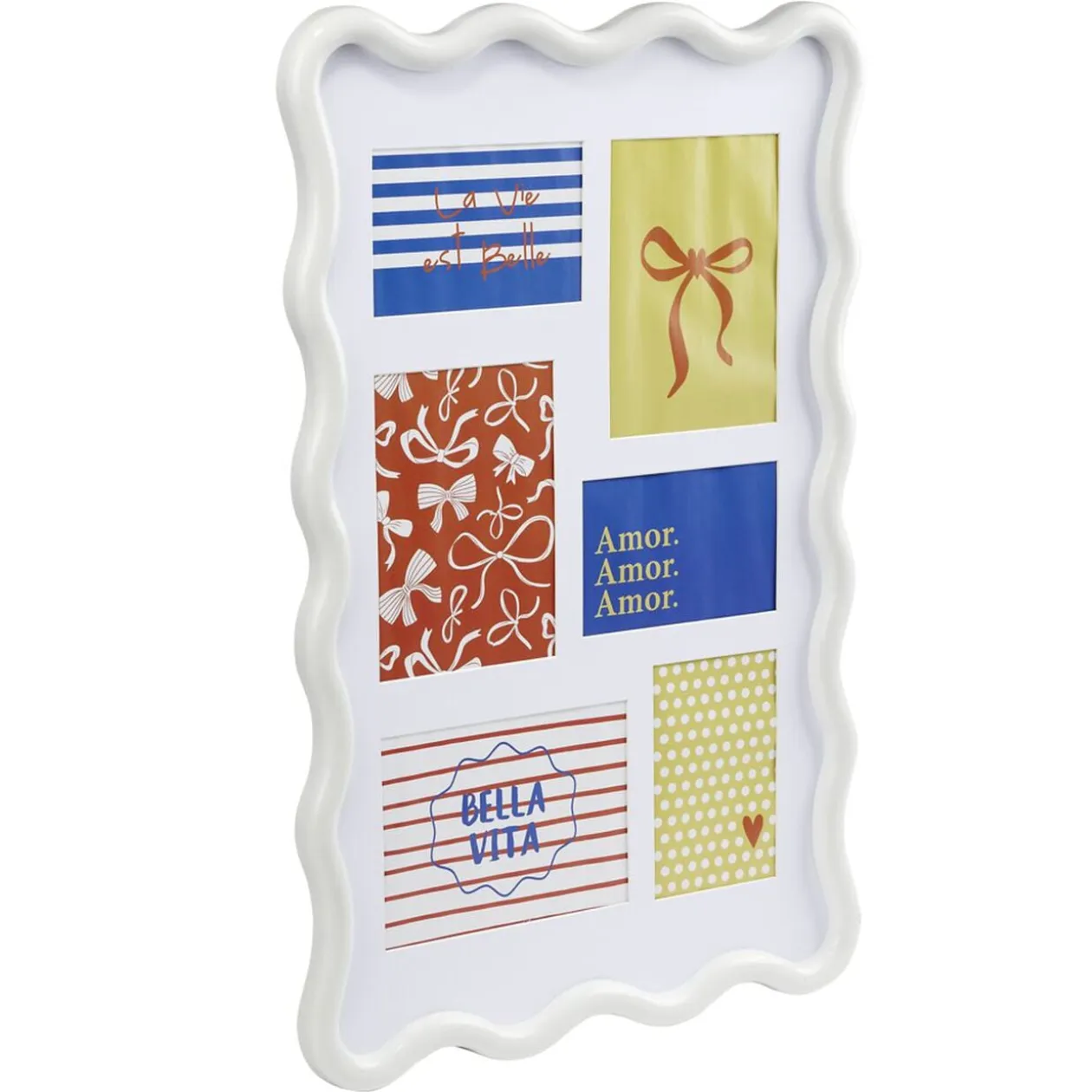 Pêle-mêle bord vague 6 vues plastique 40x60cm (2 modèles blanc ou vert)