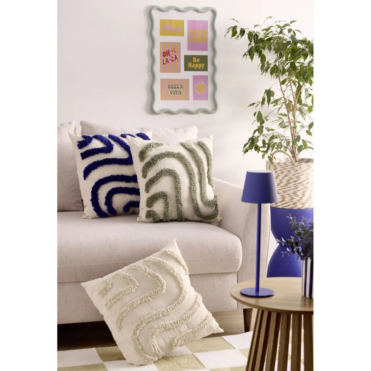 Pêle-mêle bord vague 6 vues plastique 40x60cm (2 modèles blanc ou vert)