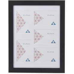 Pêle mêle en bois noir L45X35 cm 5 vues 10x15cm < Gifi Sale