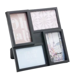 Pêle mêle plastique noir 27,5x27,5cm pour 4 photos 10x15cm (2 modèles)