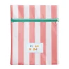 Pochette de plage PVC bayadère Hello Sunshine rose et beige 21,5x27cm (2 modèles)