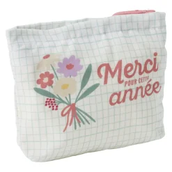 Pochette remerciement tissu Merci pour cette année 15x20cm (3 modèles)
