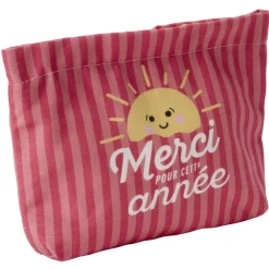 Pochette remerciement tissu Merci pour cette année 15x20cm (3 modèles)