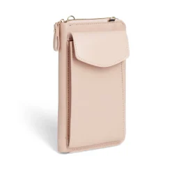 Pochette téléphone double zip polyuréthane et métal