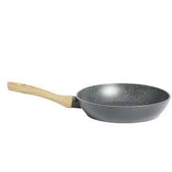 Poêle tous feux dont induction aluminium noir et poignée bois Ø24cm