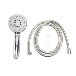 Pommeau de douche rond 5 fonctions chromé + tuyau 1,5m < Gifi Hot