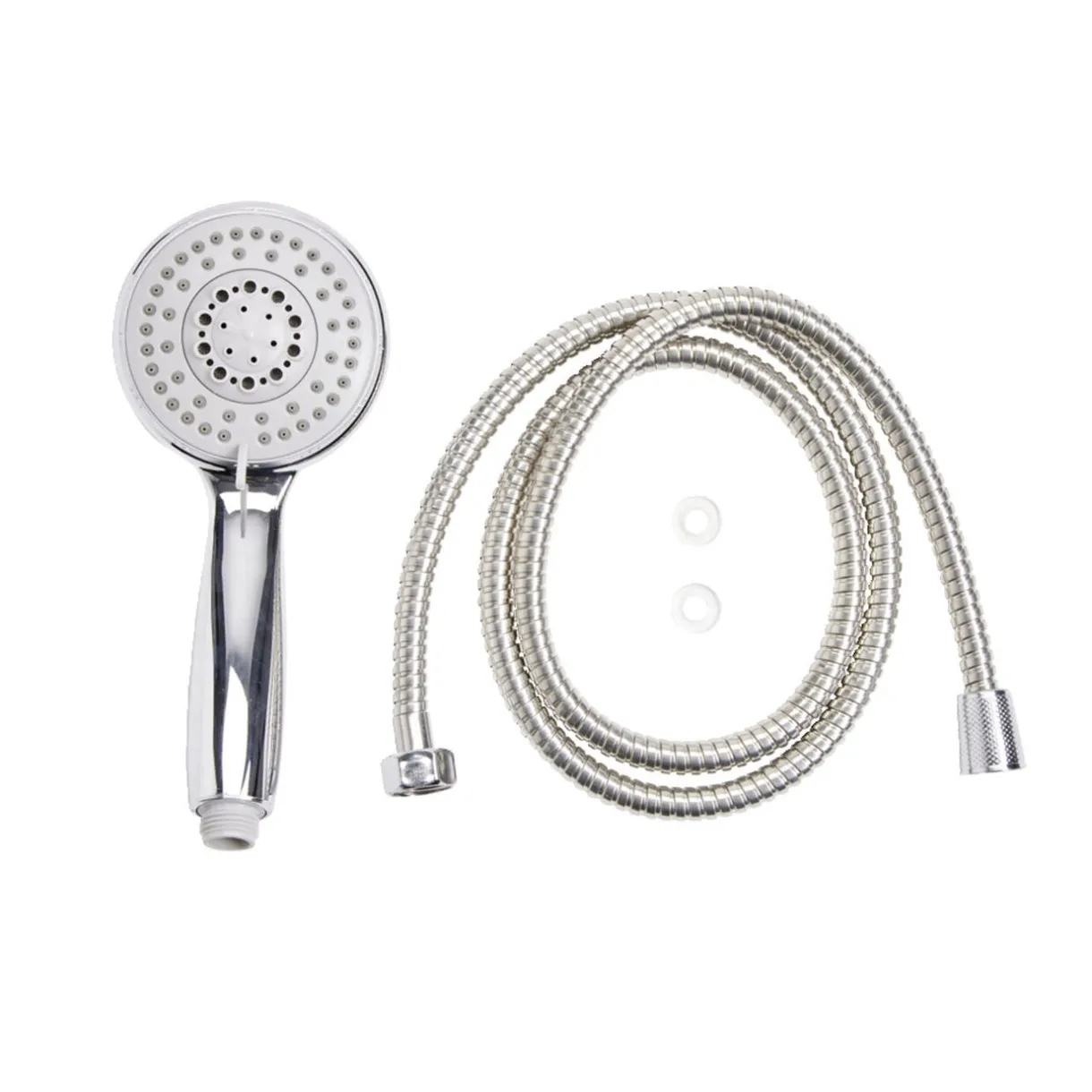 Pommeau de douche rond 5 fonctions chromé + tuyau 1,5m < Gifi Hot