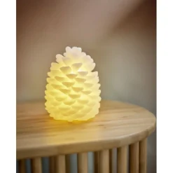 Pomme de pin effet cire à LED blanc Ø10xH12cm < Gifi Discount