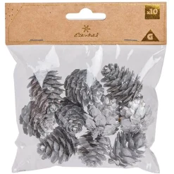 Pomme de pin à poser effet neige argentée x11 < Gifi Sale