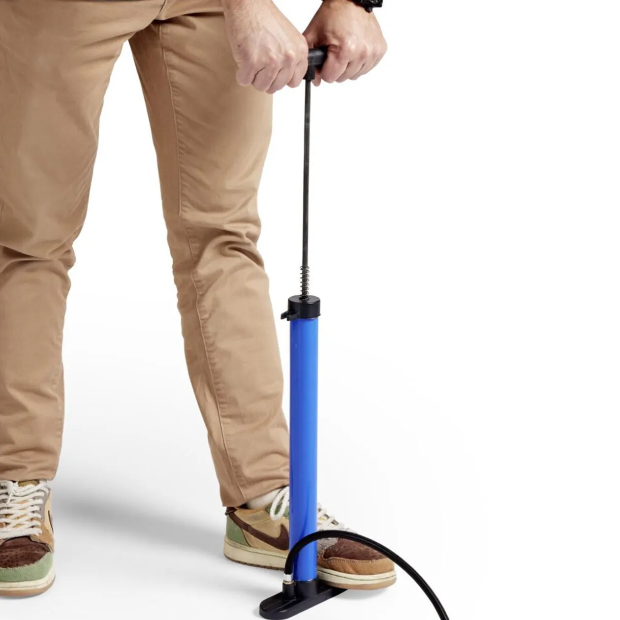 Pompe à vélo manuel bleu H45cm