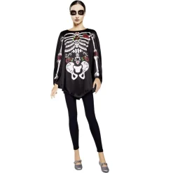 Poncho adulte Halloween squelette jour des morts calavera TU < Gifi Hot