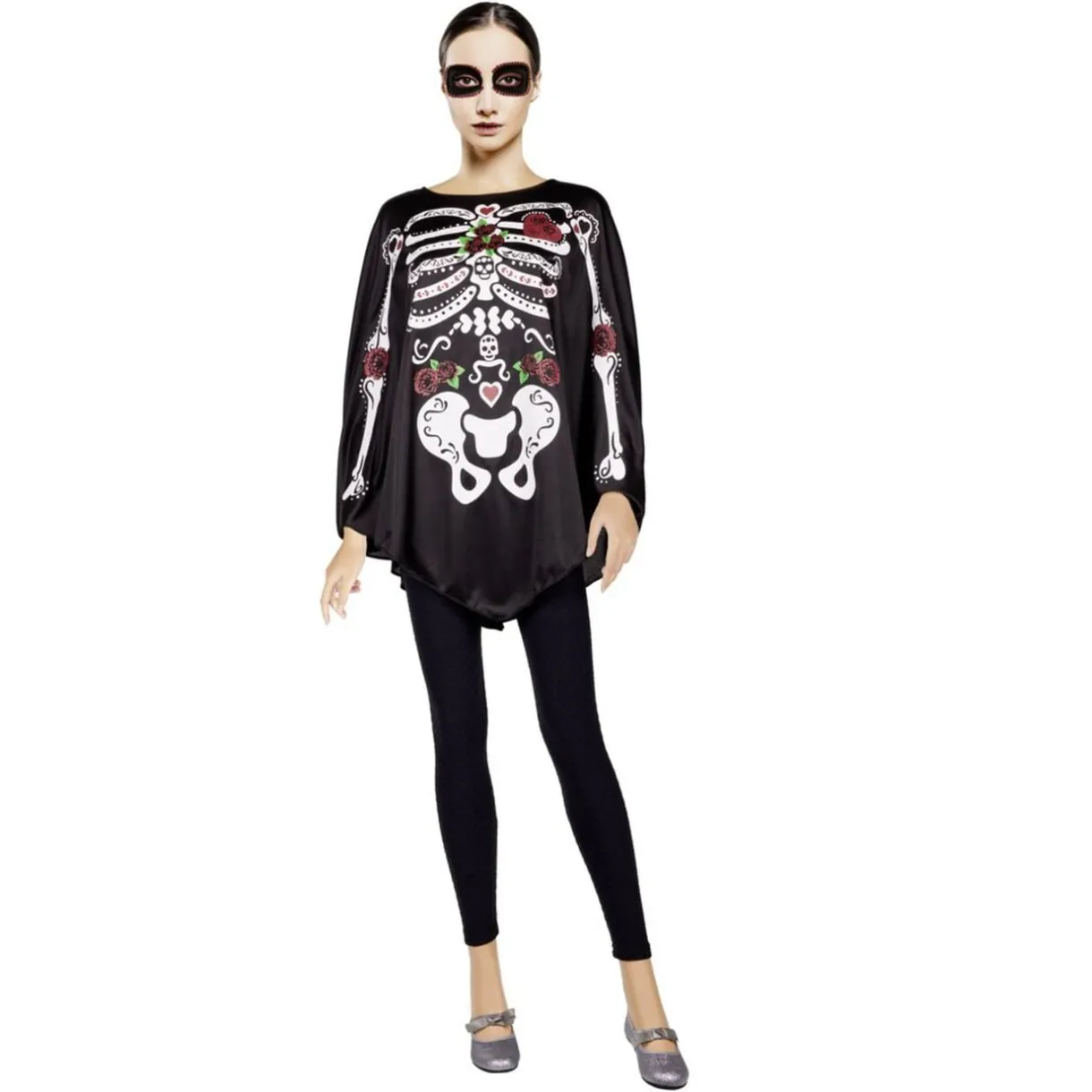 Poncho adulte Halloween squelette jour des morts calavera TU < Gifi Hot