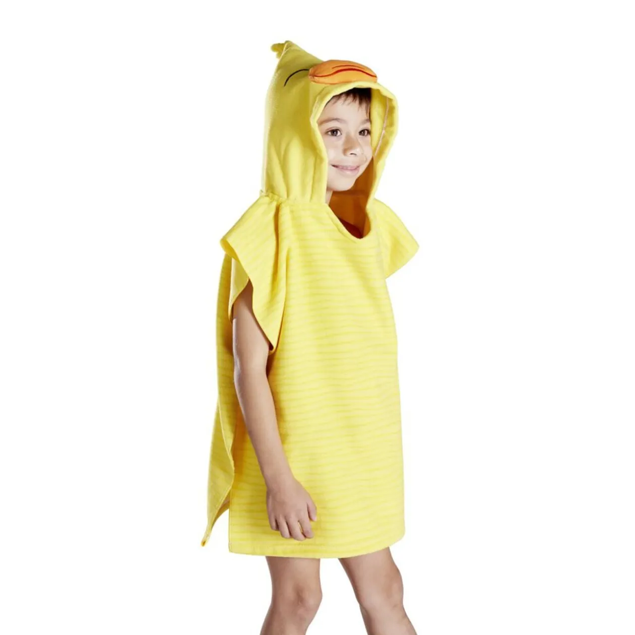 Poncho de bain enfant canard rayures jaune Taille unique 50x76cm