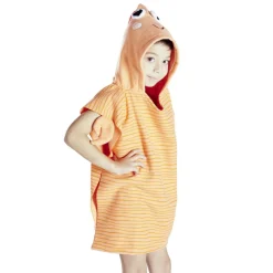 Poncho de bain enfant crevette rayures orange Taille unique 50x76cm