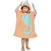 Poncho de bain enfant Funky motif lion orange et jaune 50xH150cm