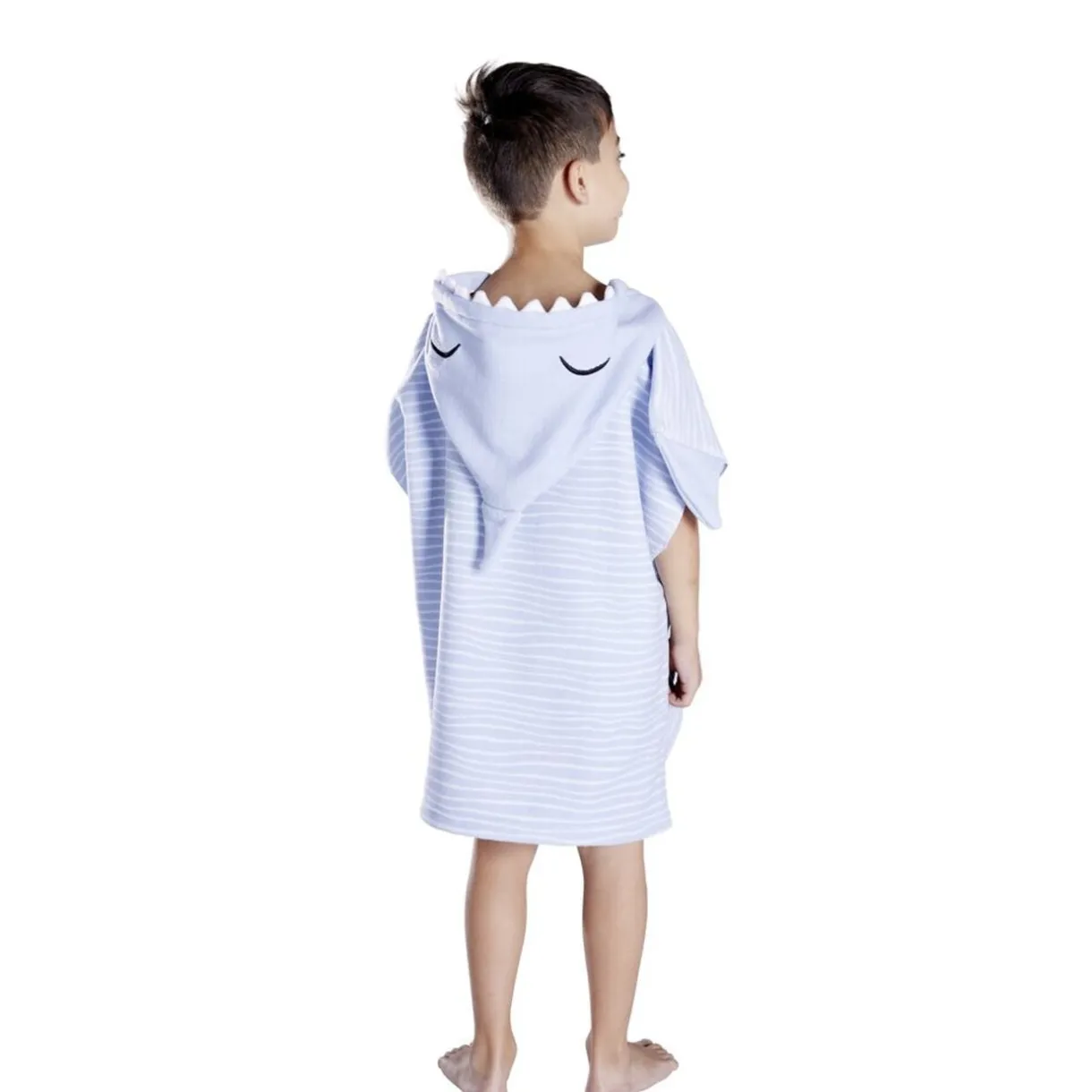 Poncho de bain enfant requin rayures bleu Taille unique 50x76cm < Gifi Clearance