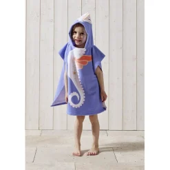 Poncho de plage enfant hippocampe TU 55x110cm
