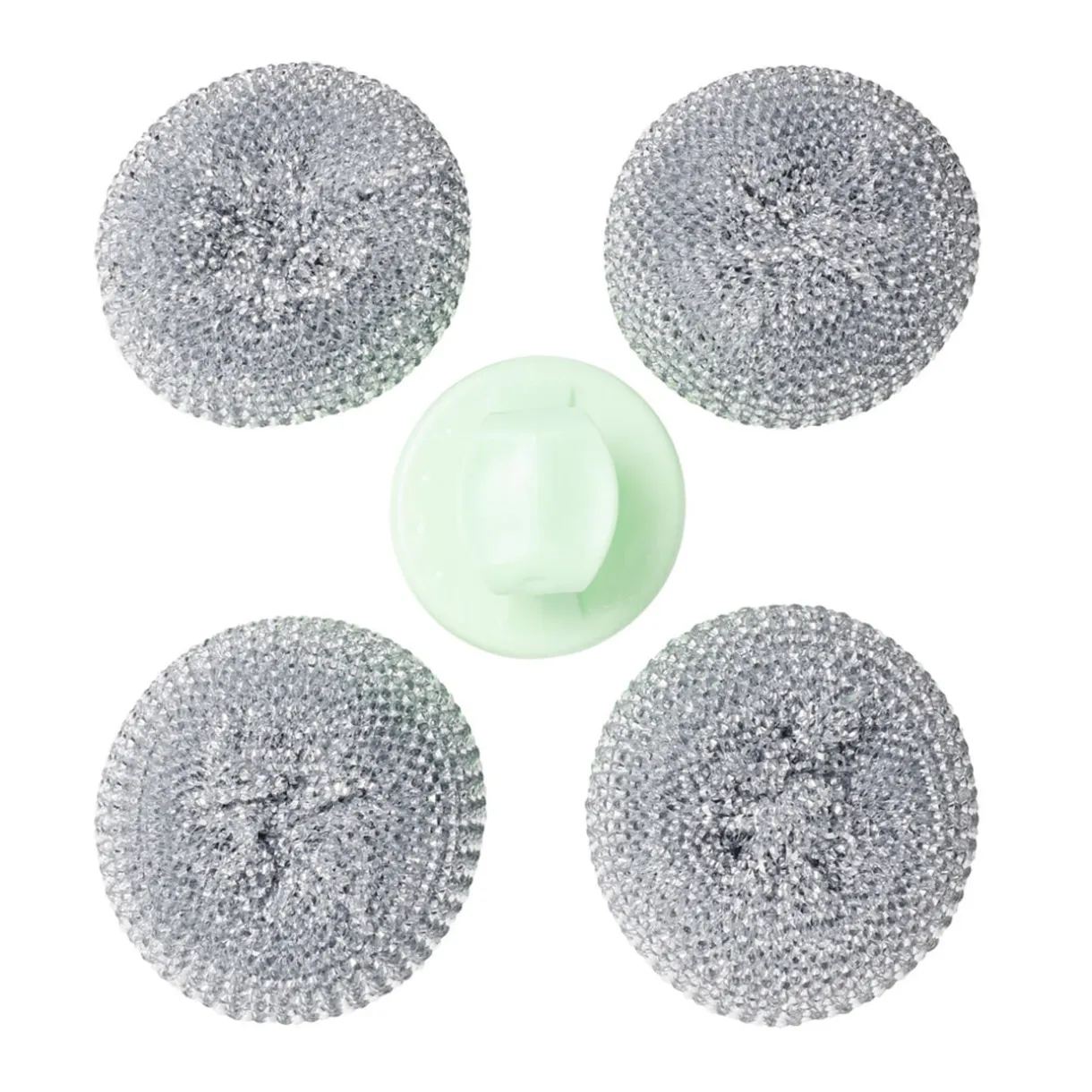 Éponge boule grattante x4 acier inox Ø8cm avec 1 poignée < Gifi Clearance