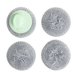 Éponge boule grattante x4 acier inox Ø8cm avec 1 poignée < Gifi Clearance