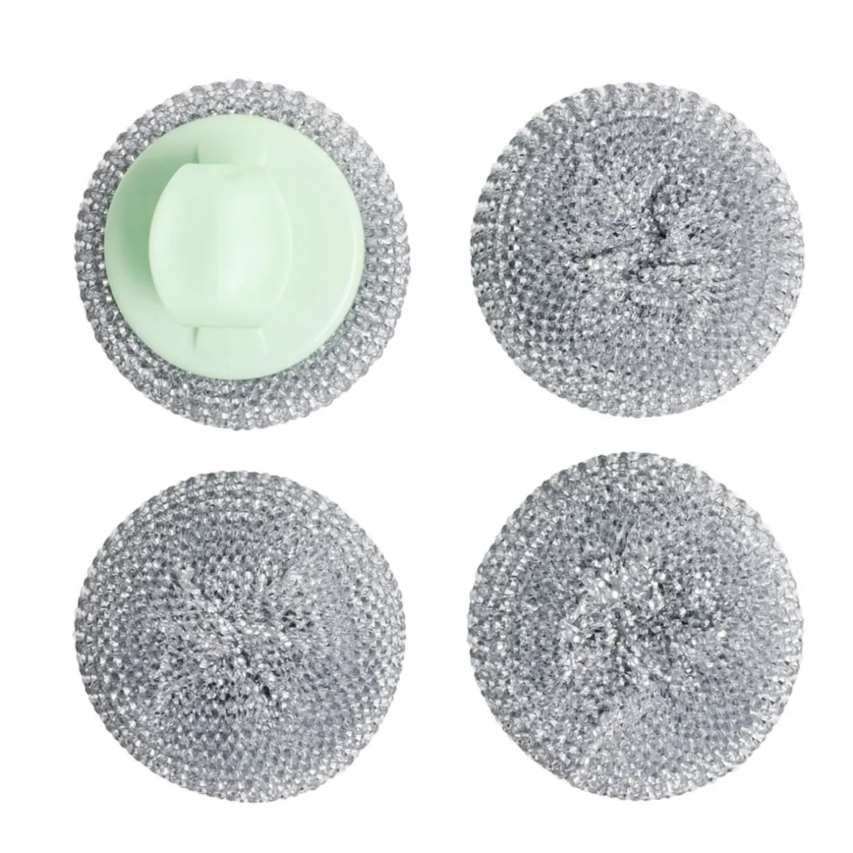 Éponge boule grattante x4 acier inox Ø8cm avec 1 poignée < Gifi Clearance