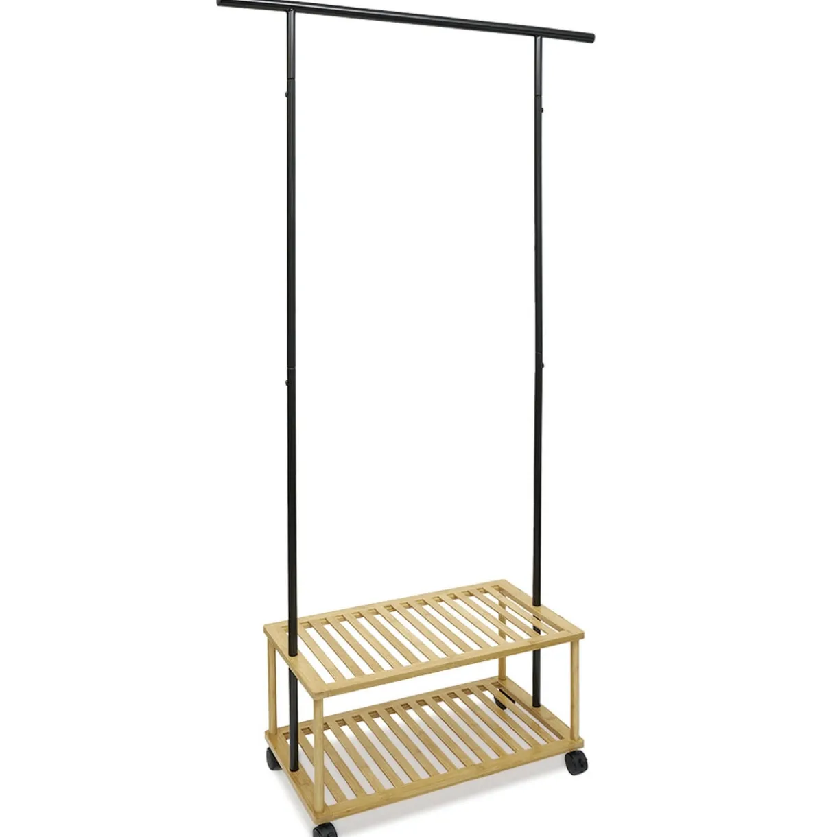 Portant bambou métal 2 étagères 90x35xH167cm < Gifi Outlet