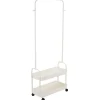 Portant vêtements à roulettes avec 2 tablettes acier blanc 63x29xH163cm < Gifi New