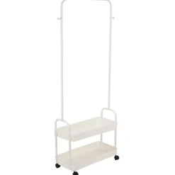 Portant vêtements à roulettes avec 2 tablettes acier blanc 63x29xH163cm < Gifi New