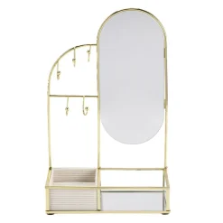 Porte-bijoux avec miroir et rangement métal jaune doré 18x10xH28,5cm < Gifi Hot