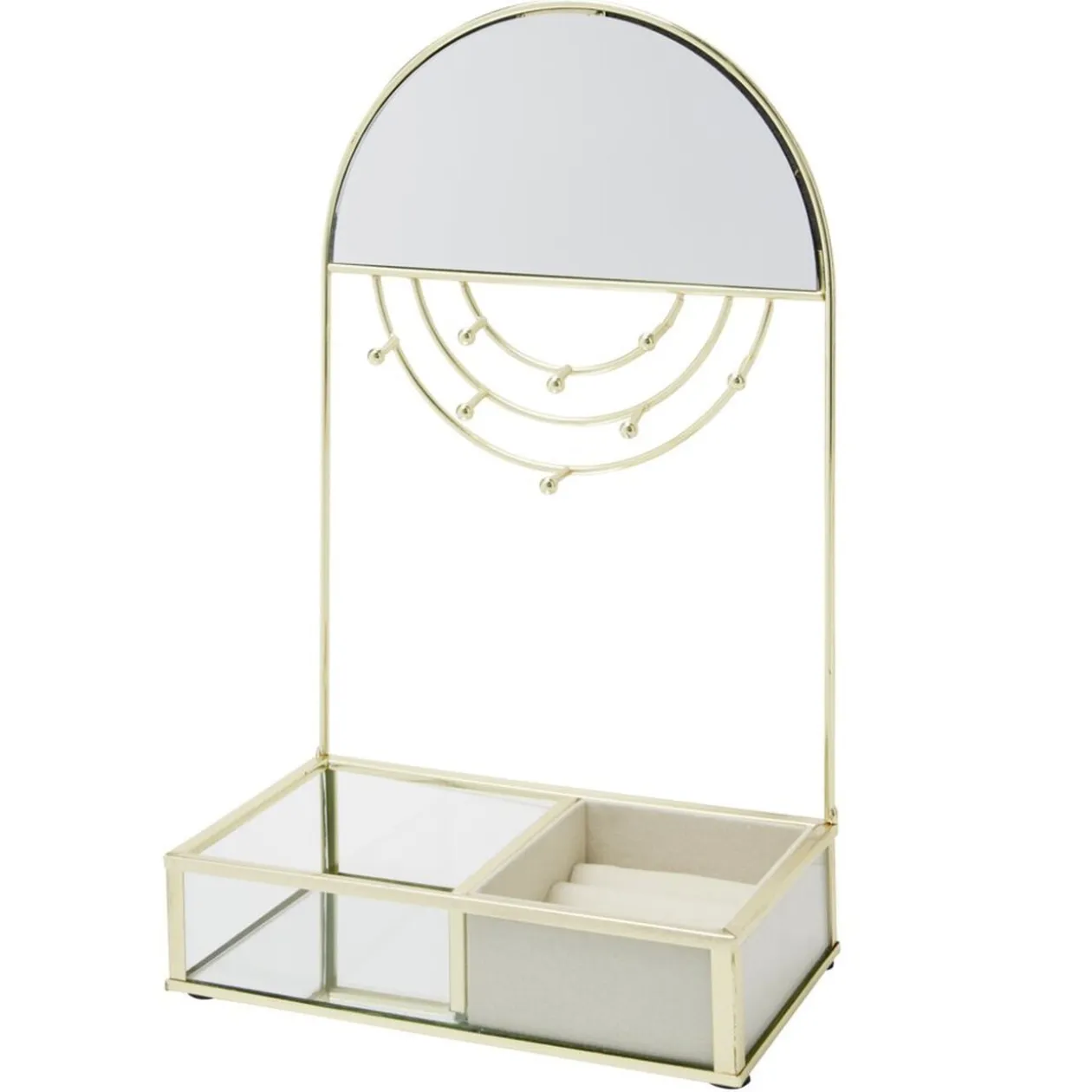 Porte-bijoux métal doré avec miroir 18x10xH30cm