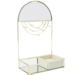 Porte-bijoux métal doré avec miroir 18x10xH30cm
