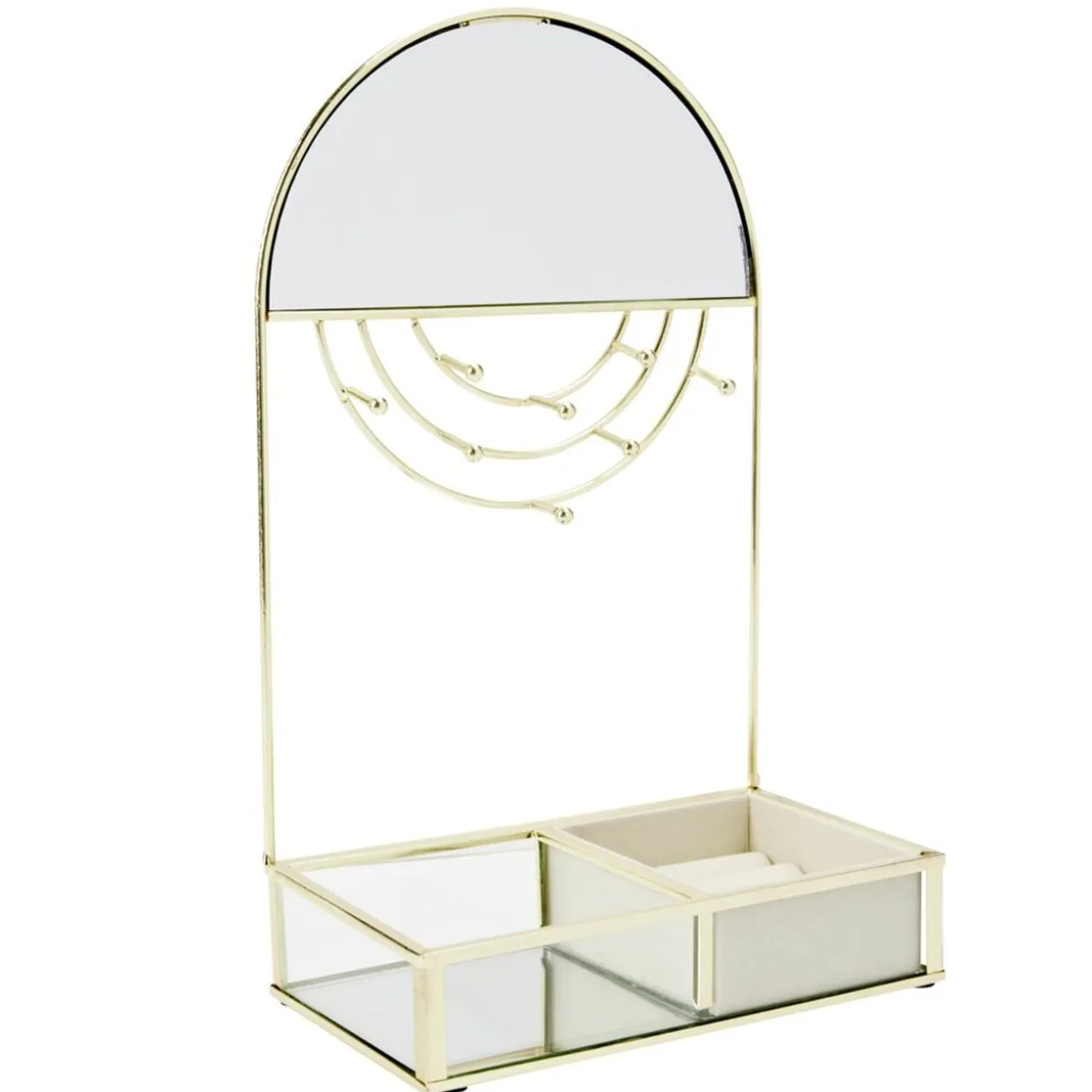 Porte-bijoux métal doré avec miroir 18x10xH30cm