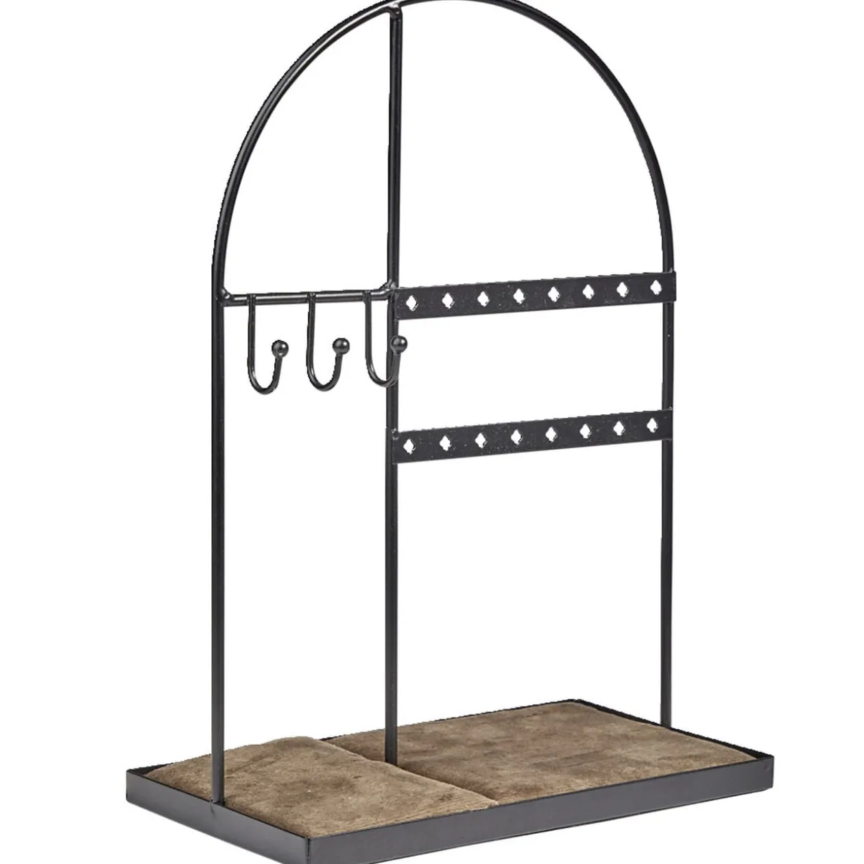 Porte-bijoux velours et métal doré ou noir 18x10xH25cm (2 modèles)