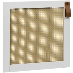 Porte Box Cube 32,2x32,2x1,2cm quadrillage rotin et bois blanc