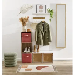 Porte cannage Box Cube 32,2x32,2x1,2cm bois marron