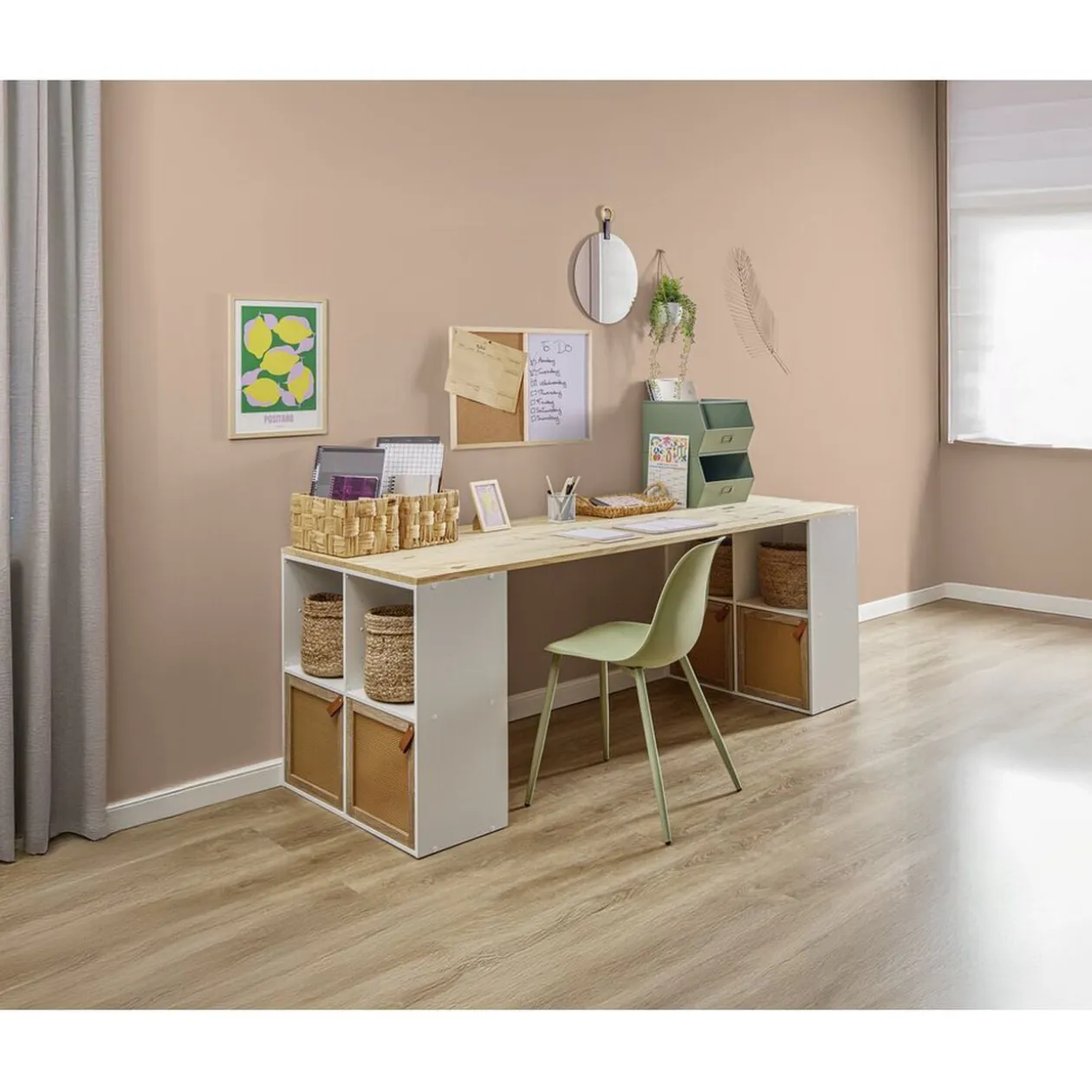 Porte cannage Box Cube 32,2x32,2x1,2cm bois marron