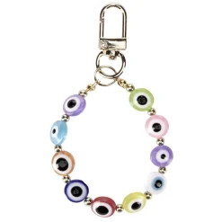 Porte-clé bracelet perle yeux L10cm (2 modèles)