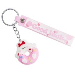 Porte-clé enfant forme donut kawaii plastique Ø4,5xH4cm (4 modèles)