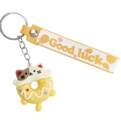 Porte-clé enfant forme donut kawaii plastique Ø4,5xH4cm (4 modèles)