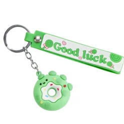 Porte-clé enfant forme donut kawaii plastique Ø4,5xH4cm (4 modèles)