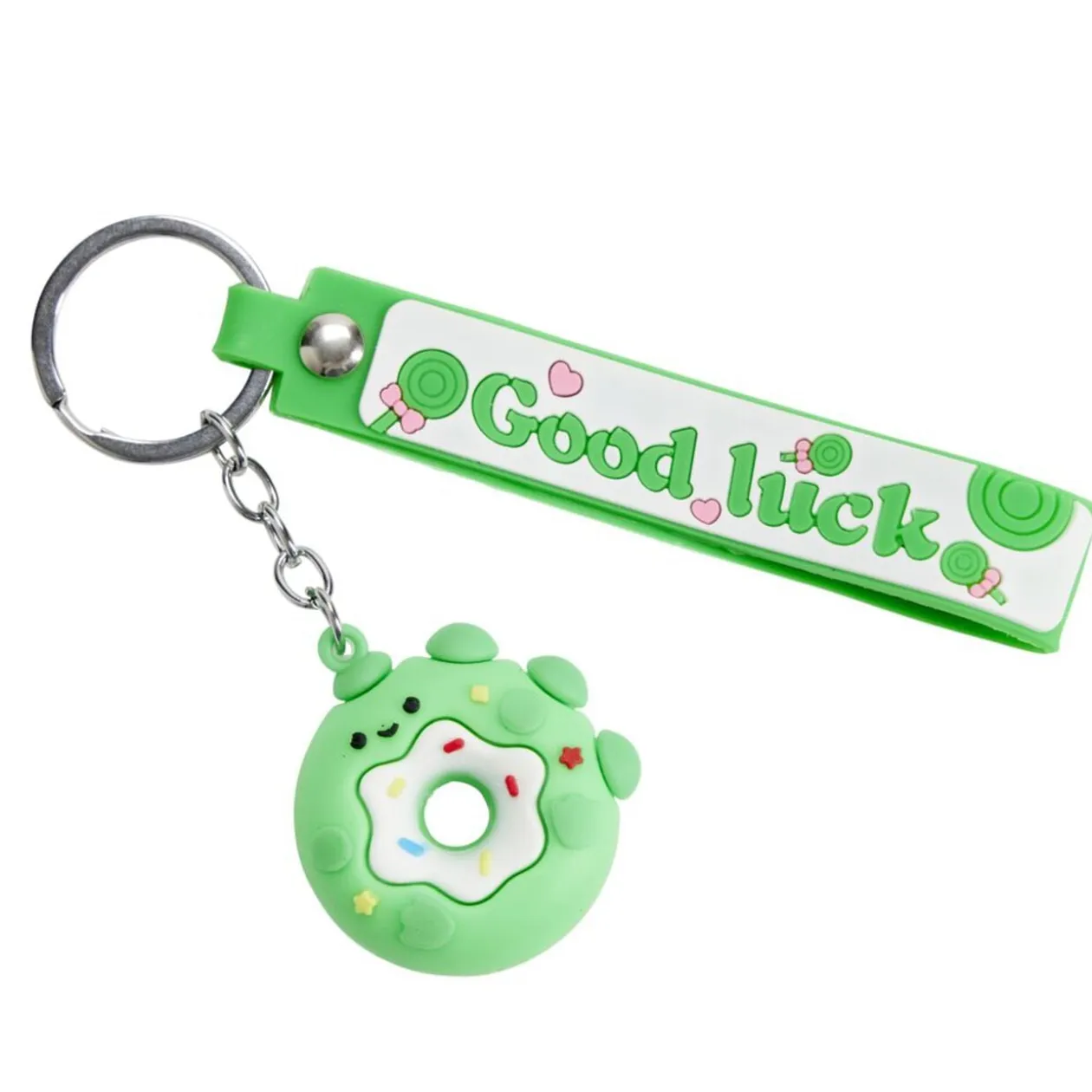 Porte-clé enfant forme donut kawaii plastique Ø4,5xH4cm (4 modèles)